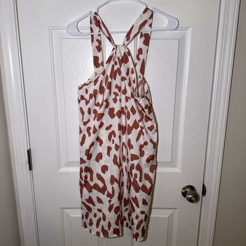SHEIN Brown and White Patterned Dress